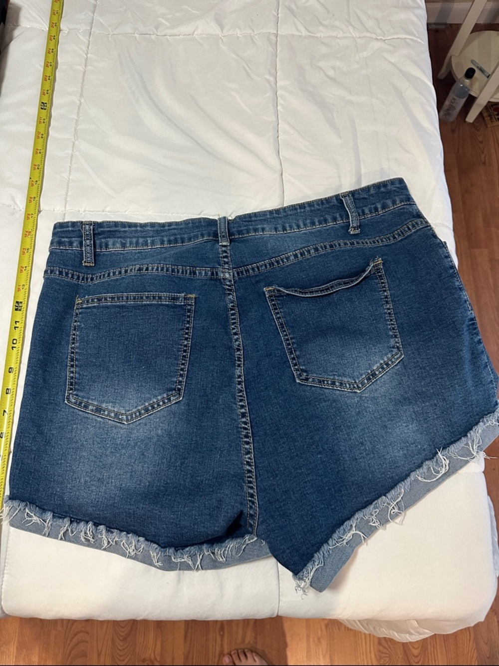 SHEIN Distressed Dark Blue Denim Jean Shorts #33 - Picture 2 of 2